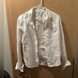 Reformation Linen Button Down White Shirt Size S